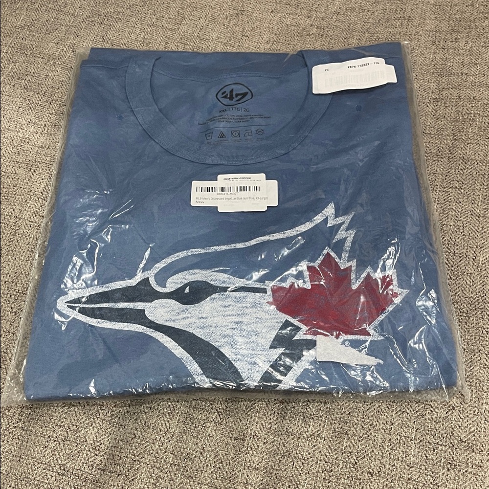 47 Men’s Blue Toronto Blue Jays Graphic Tee with Red Maple Leaf